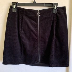 Black corduroy mini skirt